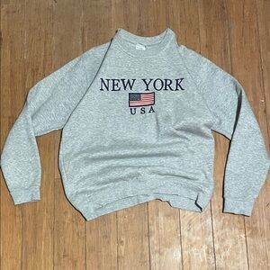 New York USA Gray Crewneck Sweater